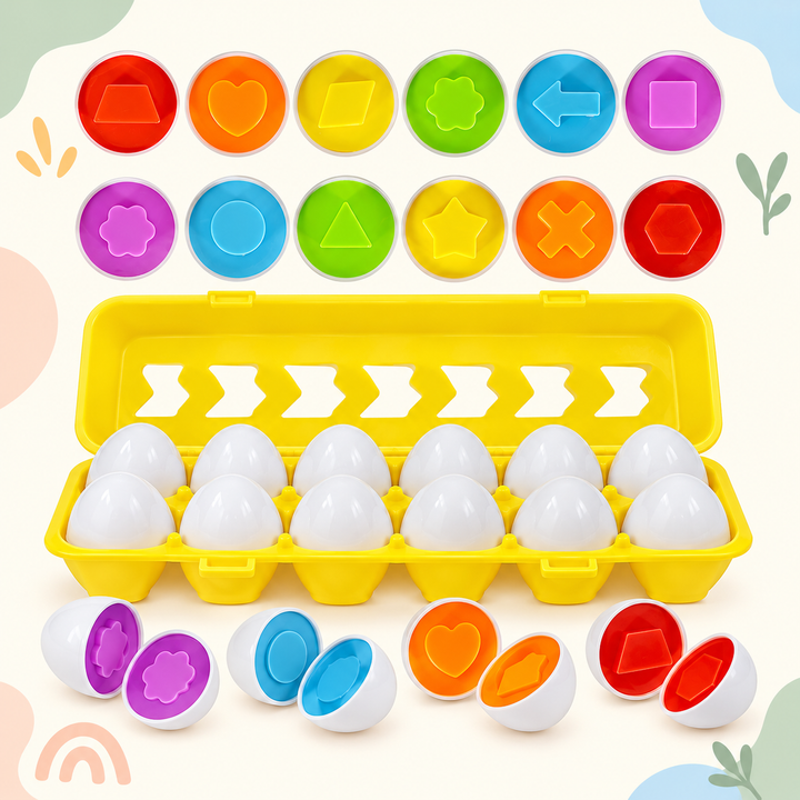 Geometric Shape Matching Eggs — 12-Pack with Case