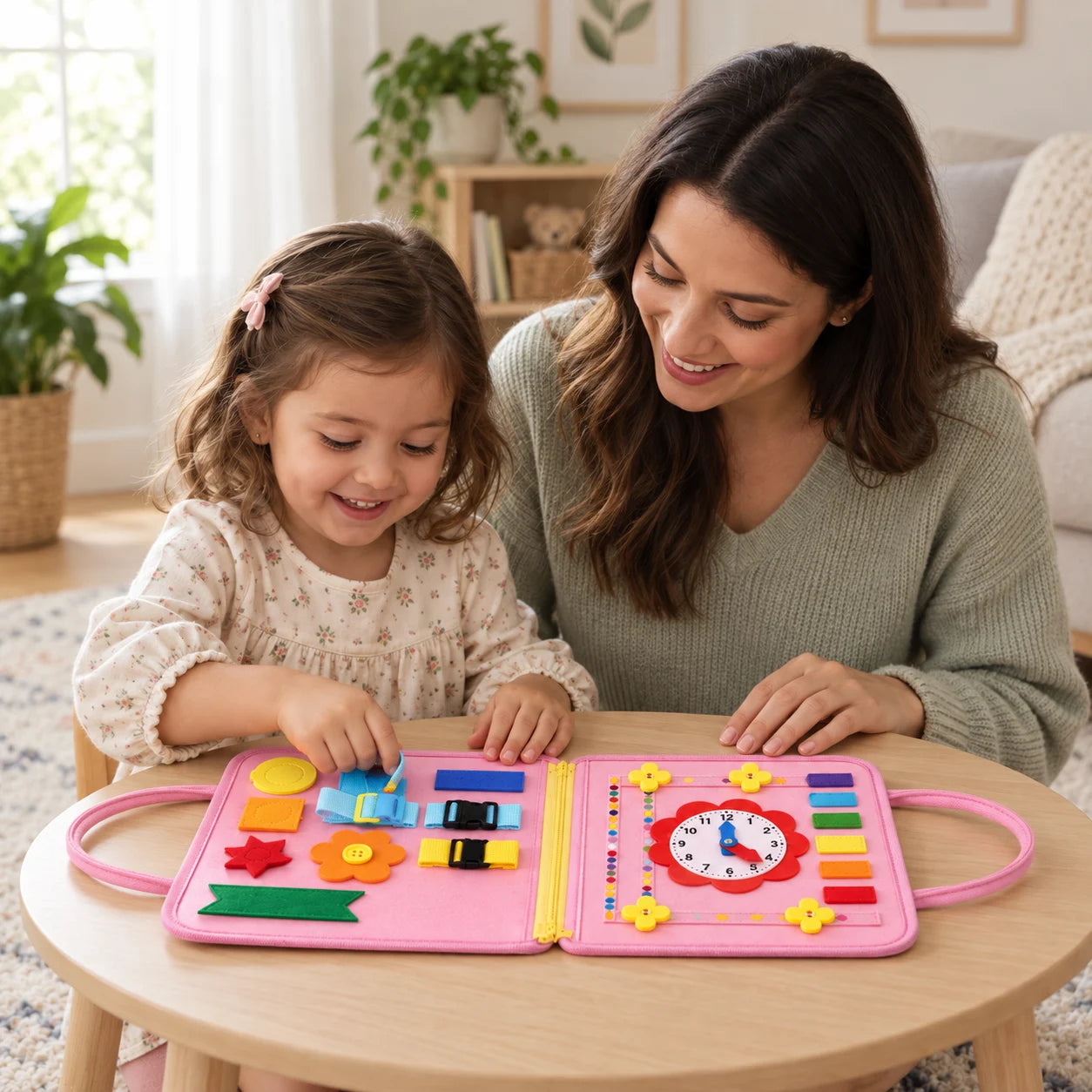 Shared family time with Little Explorer Felt Busy Board with Buckles & Zipper