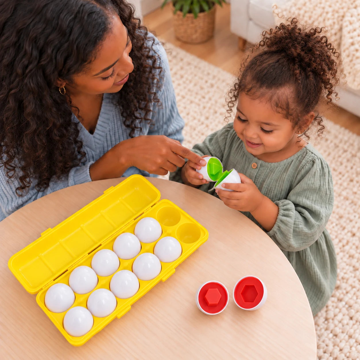 Shared family time with Geometric Shape Matching Eggs — 12-Pack with Case
