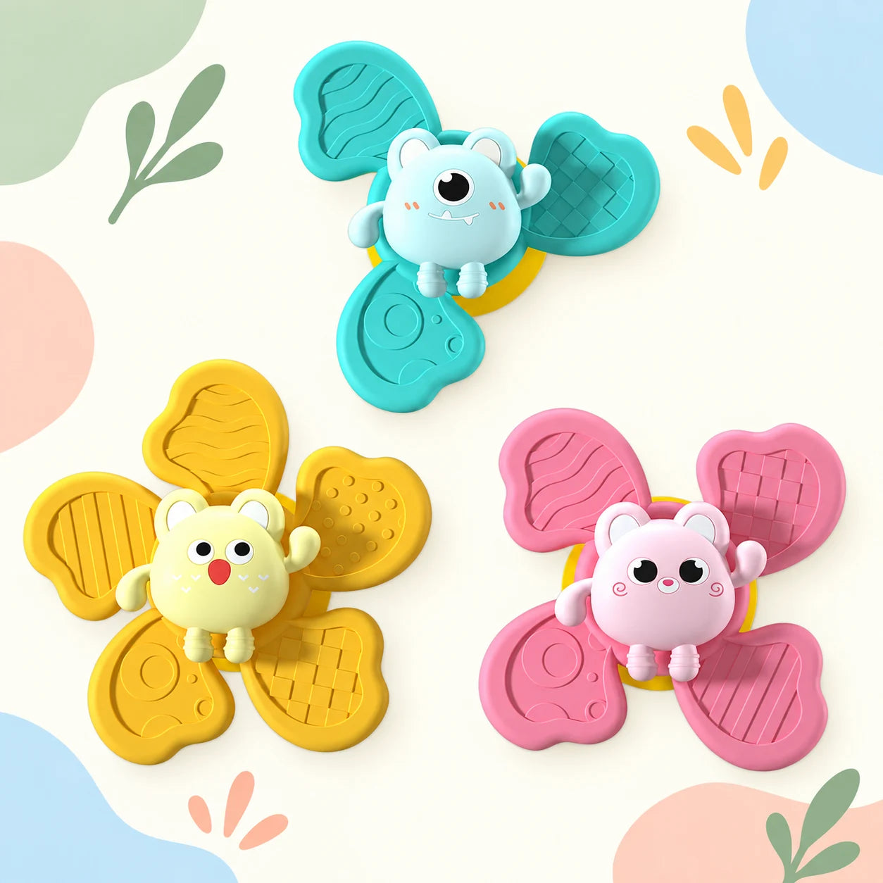 Suction-Cup Animal Spinners — 3 Pack